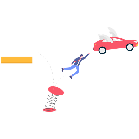Businessman jumping for car  Illustration