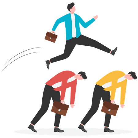 Businessman jumping from businessman  Illustration