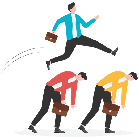 Businessman jumping from businessman  Illustration