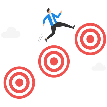 Businessman jumping from one target to target  Illustration