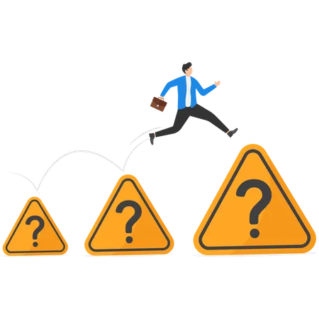 Businessmen Jumping From Small To The Big Question Mark Question Concept Modern Vector Illustration In Flat Style Illustration