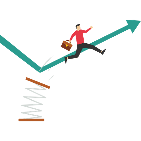 Businessman jumping from springboard  Illustration