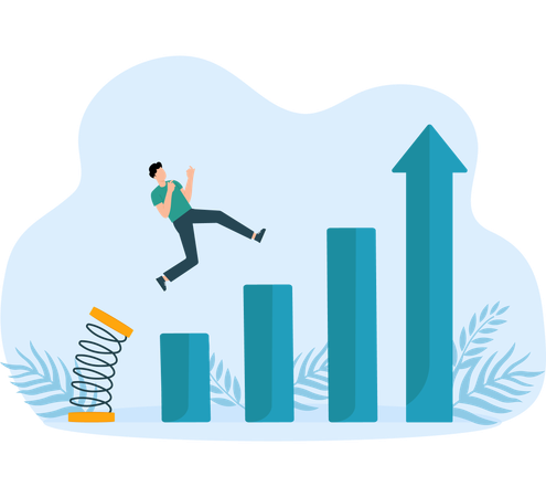Businessman jumping from springboard and back to top  Illustration