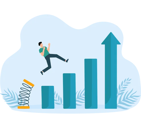 Businessman jumping from springboard and back to top  Illustration