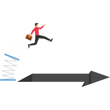 Businessman jumping from springboard  Illustration