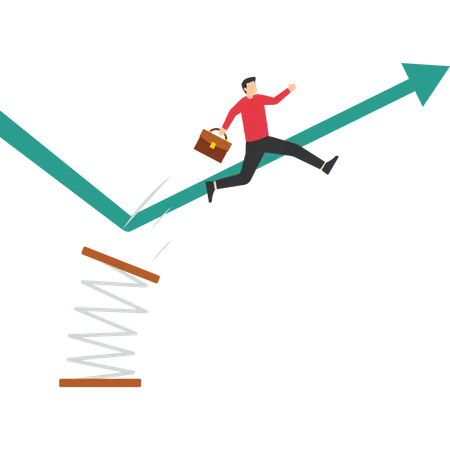 Businessman jumping from springboard  Illustration