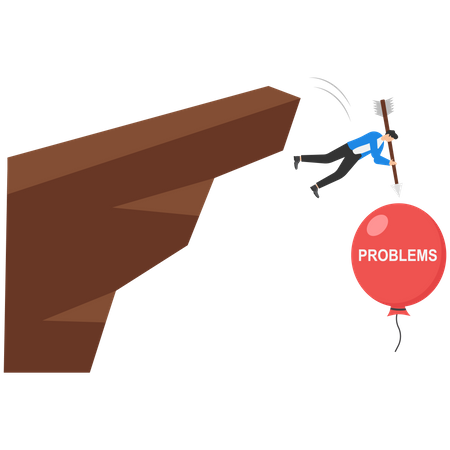 Businessman jumping from the cliff  Illustration