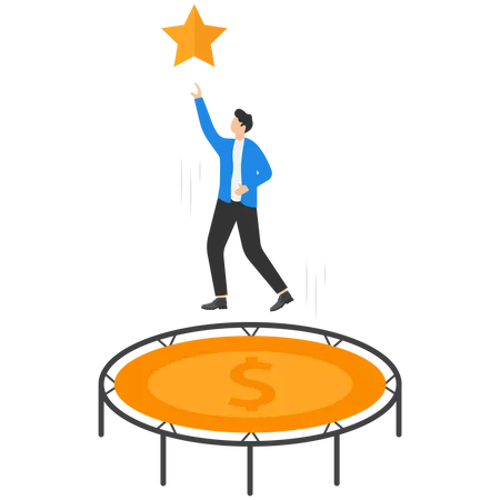 Businessman jumping high to reach target Illustration