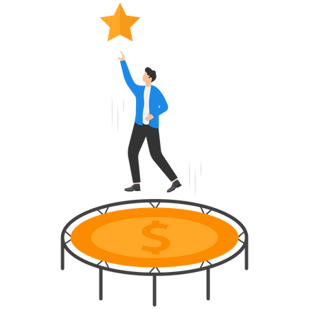 Businessman jumping high to reach target  Illustration