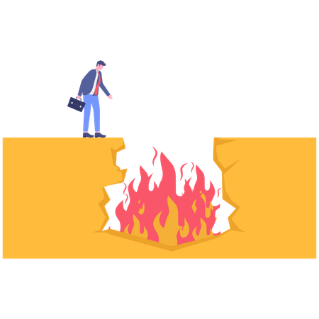 Businessman jumping into fire  Illustration