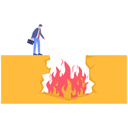 Businessman jumping into fire  Illustration