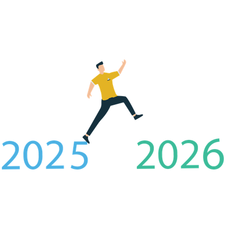 Businessman jumping into future  Illustration