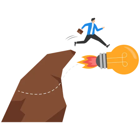 Businessman Jumping On Business Opportunity  Illustration