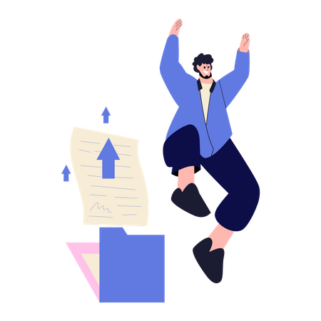 Businessman jumping on  business success Illustration