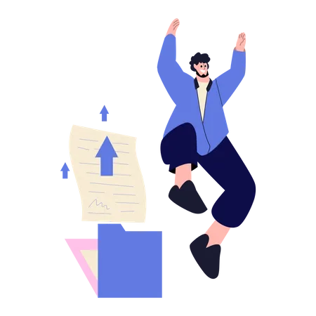 Businessman jumping on  business success  Illustration
