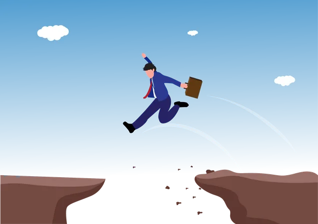 Businessman jumping over abyss  Illustration