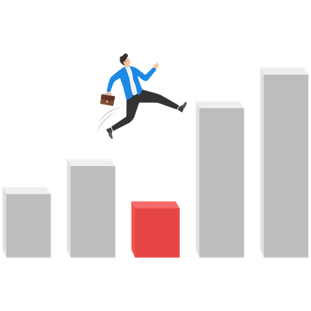 Businessman jumping over bar chart  Illustration