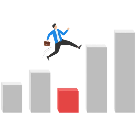 Businessman jumping over bar chart  Illustration