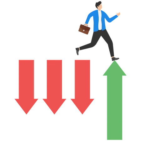 Businessman Jumping Over Chasm Concept Symbol Of Business Success Challenge Risk Courage Modern Vector Illustration Flat Design Illustration