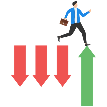 Businessman jumping over chasm  Illustration