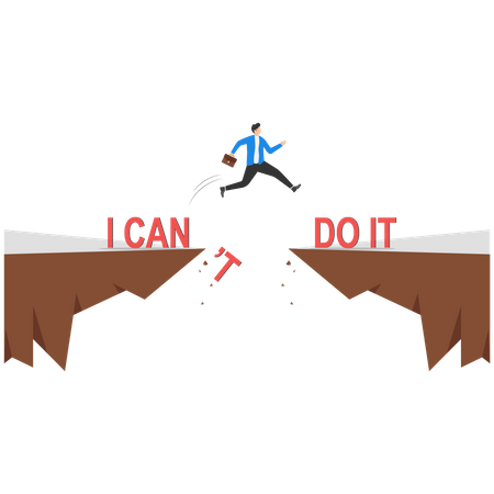 Businessman jumping over cliffs  Illustration