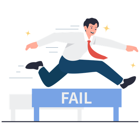 Businessman Jumping Over Failure  Illustration