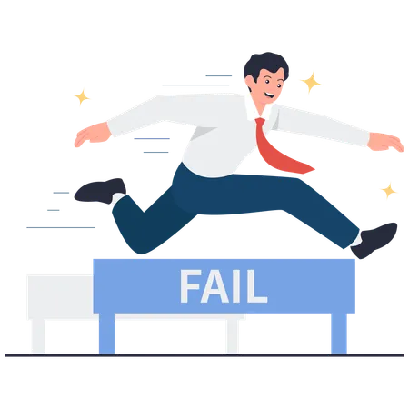 Businessman Jumping Over Failure  Illustration