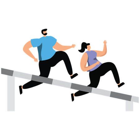 Businessman jumping over hurdle  Illustration
