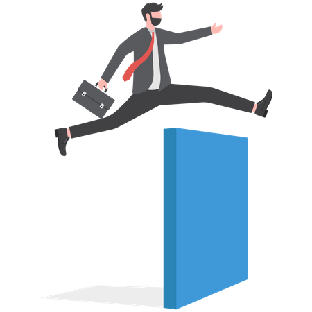 Businessman jumping over hurdle  Illustration