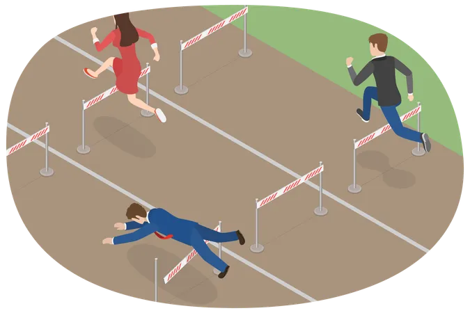 Businessman Jumping Over Hurdle  Illustration