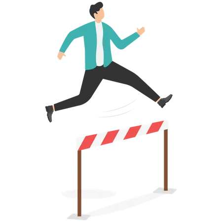 Businessman jumping over hurdles  Illustration