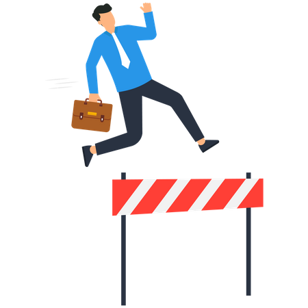 Businessman jumping over hurdles  Illustration