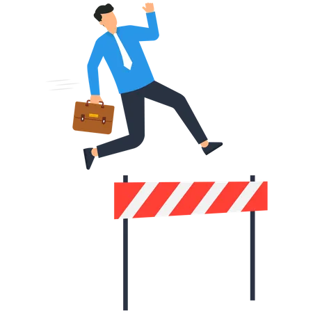 Businessman jumping over hurdles  Illustration