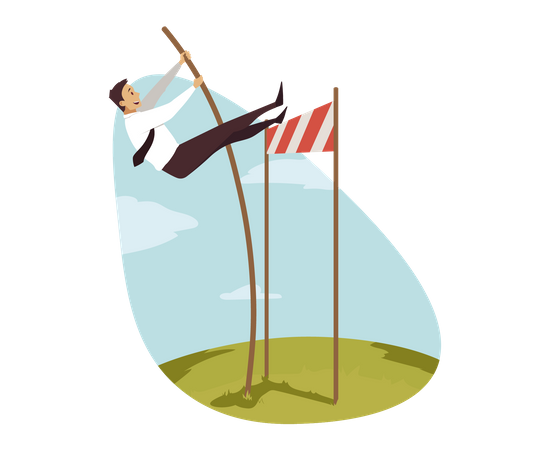 Businessman jumping over hurdles  Illustration