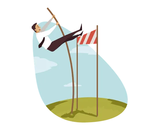 Businessman jumping over hurdles  Illustration