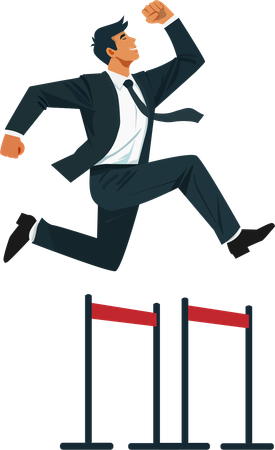 Businessman jumping over obstacles  Illustration