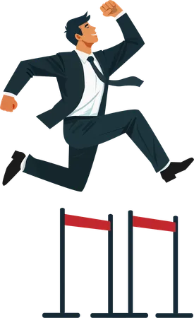 Businessman jumping over obstacles  Illustration