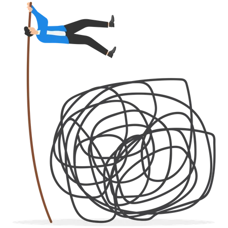 Businessman jumping over trouble  Illustration