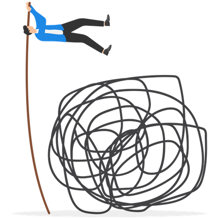 Businessman jumping over trouble  Illustration