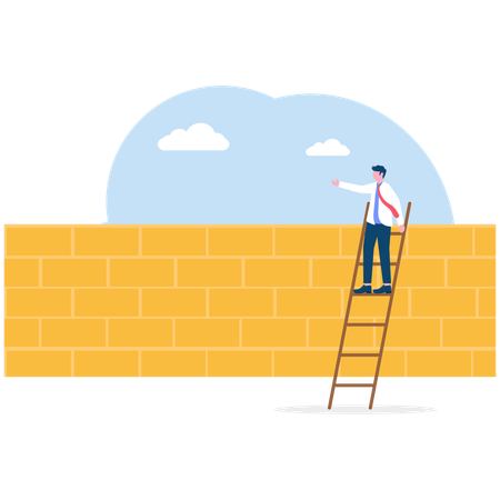 Businessman jumping over wall  Illustration