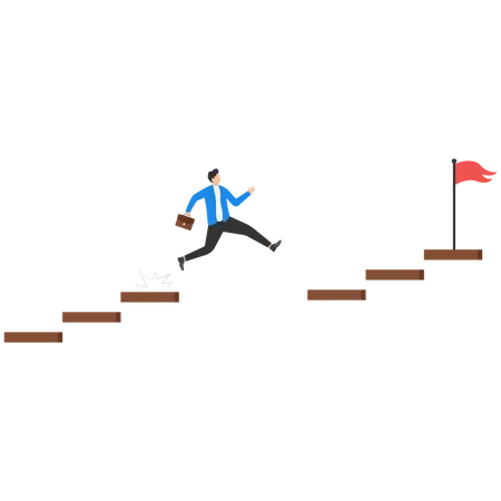 Businessman jumping overcoming challenges  Illustration