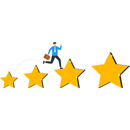 Businessman Jumping Stars Success  Illustration