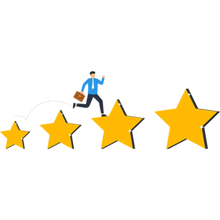 Businessman Jumping Stars Success  Illustration