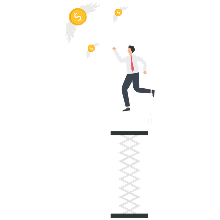 Businessman jumping to catch money  Illustration