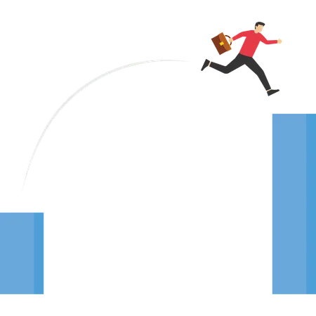 Businessman Jumping To Higher Level Challenge Opportunity Change Job Business Strategy Concept Illustration
