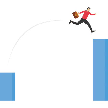 Businessman jumping to higher level  Illustration