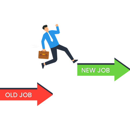 Businessman Jumping to New Job Career Change  Arrows and Career Path  Illustration