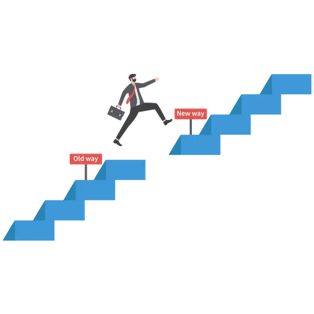 Businessman Jumping to new way  Illustration