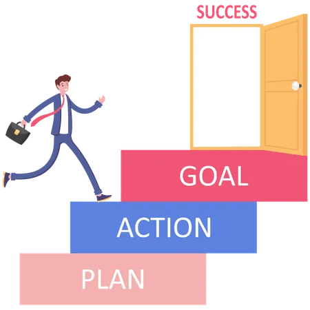 Businessman Jumping To Success Success Concept Money Illustration