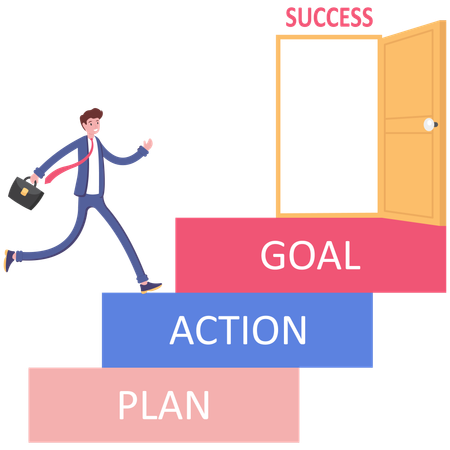 Businessman jumping to success  Illustration